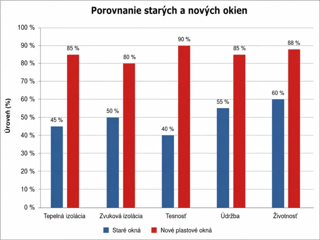 Porovnanie starých a nových plastových okien podľa tepelnej izolácie, zvukovej izolácie, tesnosti, údržby a životnosti
